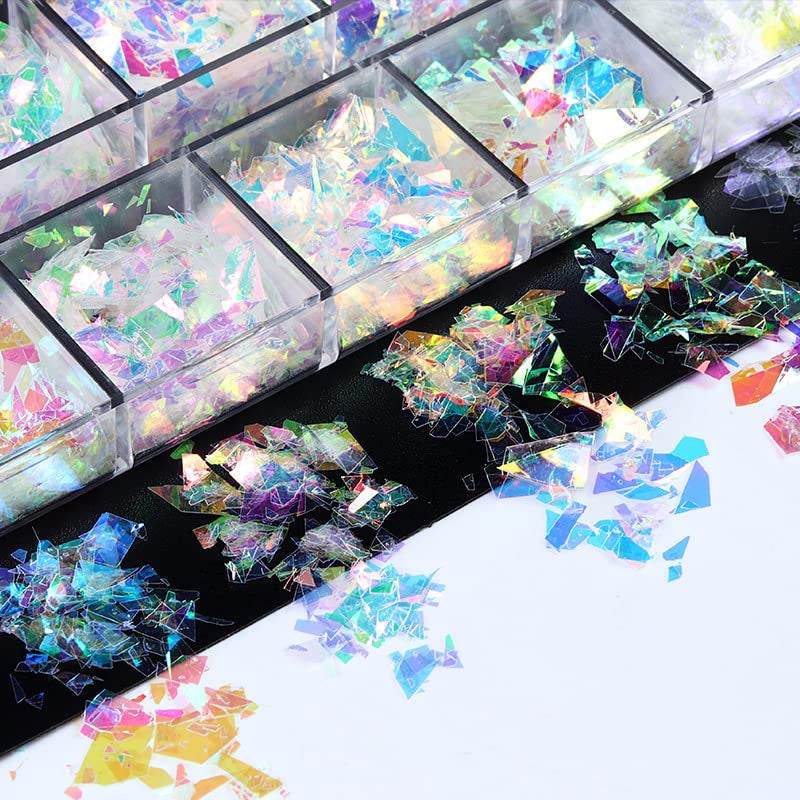 JMEOWIO Nail Glitter 12 Grids Mořská panna Nail Art Dekorace Příslušenství Nail Design