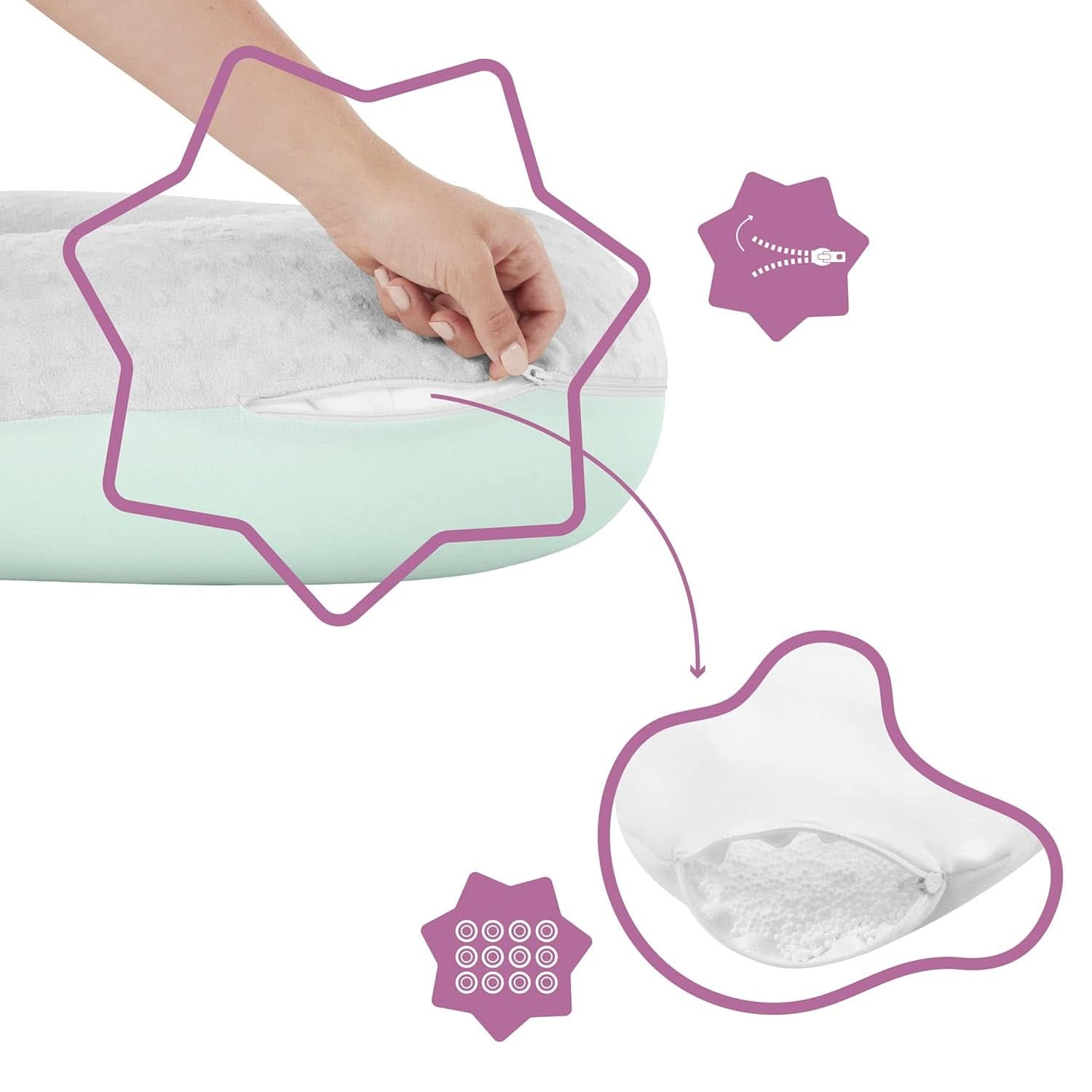 Badabulle Kojící polštář a nadýchaný těhotenský polštář, 150 cm, včetně povlaku, ergonomický tvar Příslušenství Jídlo a kojení Bebe Naty Shop