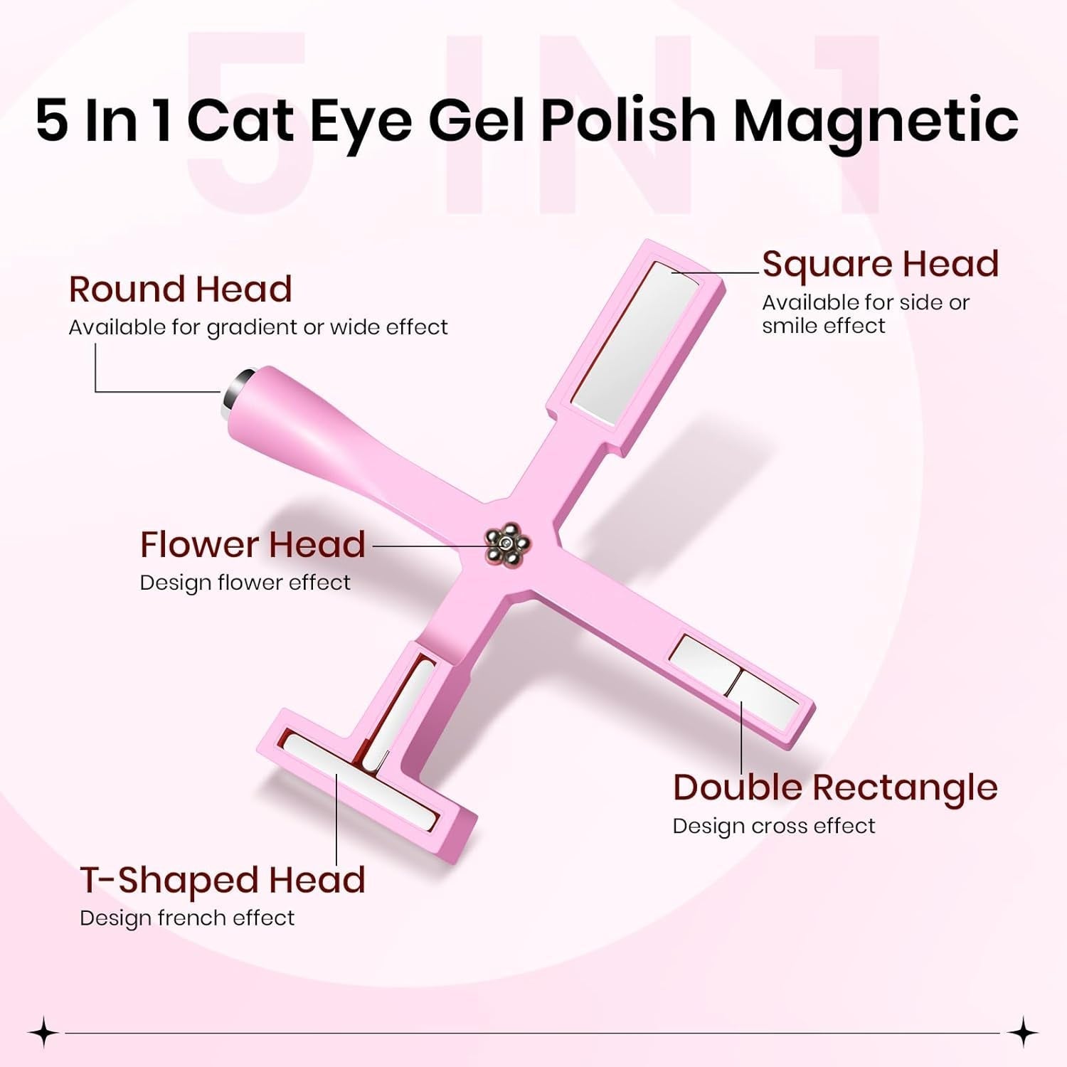Magnet na nehty SUPWEE 5 v 1, růžový magnet pro kočičí oči pro Nägel Multifunktions Magnetstift DIY Magic 3D Magnet Stick Pen Set Nail Art Magnet Stick Für Nail Art Diy-Zubehör