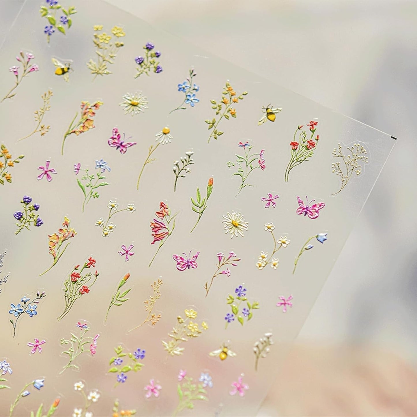 JMEOWIO 3D Nálepka na nehty Blumen Nálepka na nehty Selbstklebend Nagelaufkleber 5D Stereoskopické jarní letní Dekorace Blumen Nageldesign Zubehör 1 Blatt