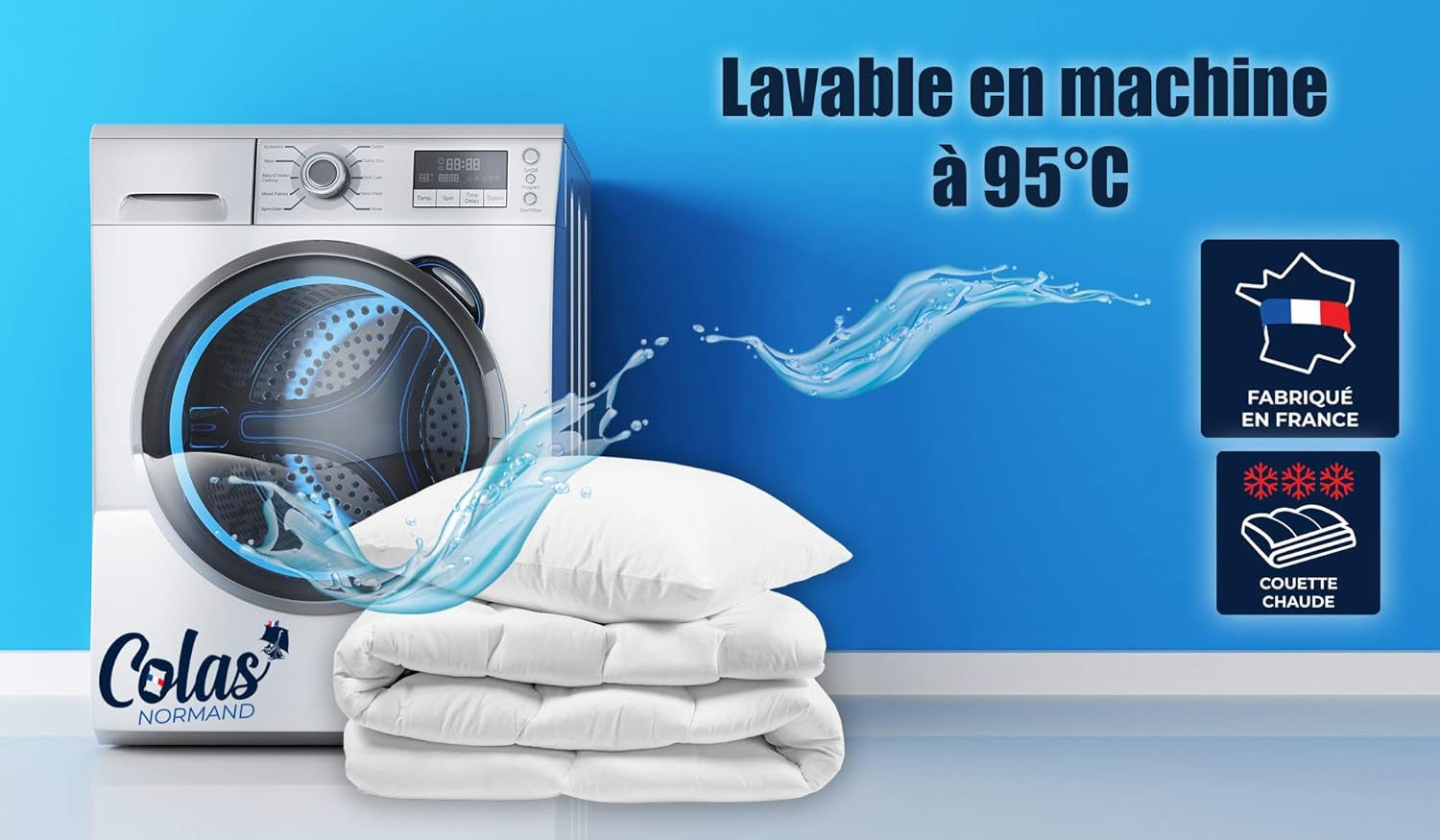 COLAS NORMAND Teplá přikrývka, pratelná na 95°C, 240 X 220 Cm, odolná, mikrovlákno, měkká, hedvábná a pohodlná, vyrobená ve Francii, bílá Přikrývky a přikrývky Naty Shop