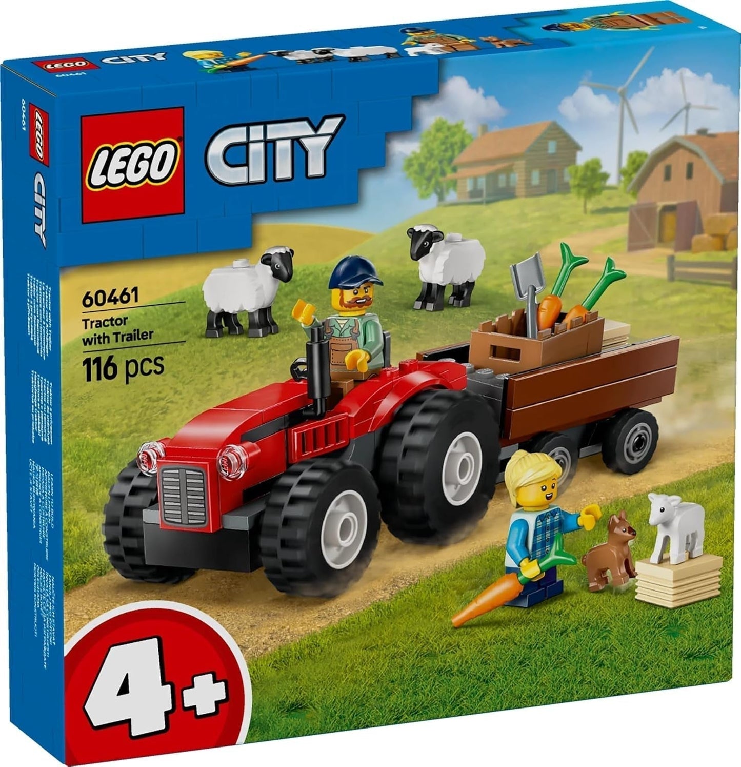 LEGO City traktor s přívěsem - Farma s figurkami traktoru a zvířat - Montessori herní sady pro chlapce a dívky od 4 let - dárek se 2 minifigurkami 60461 Stavebnice Besuche den LEGO-Store