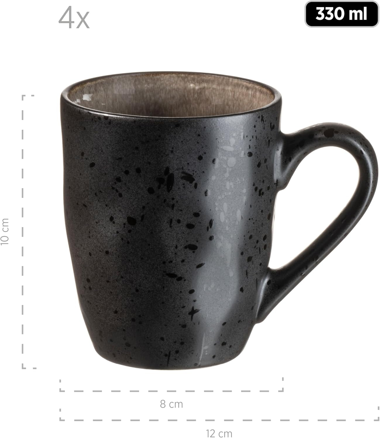 MÄSER 934073 Niara Organic Series Moderní sada nádobí pro 4 osoby se vzrušujícím vintage vzhledem, 16dílná kombinovaná služba se speciální kombinací černé a hnědé glazury, kamenina