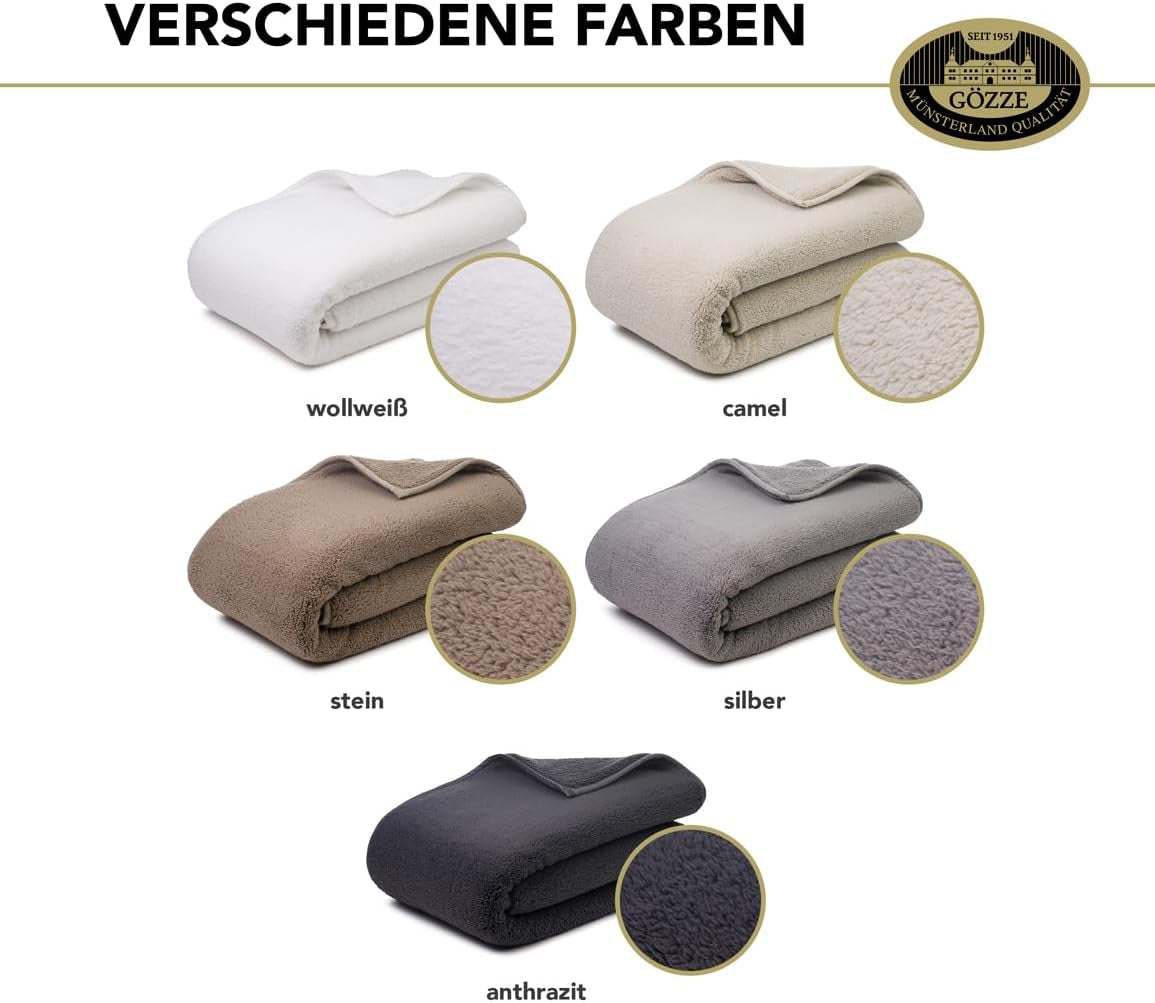 Gözze - Cloud měkká plyšová deka, imitace ovčí kůže, 100% polyester (mikrovlákno), 150 X 200 Cm - Camel Přikrývky a přikrývky Naty Shop