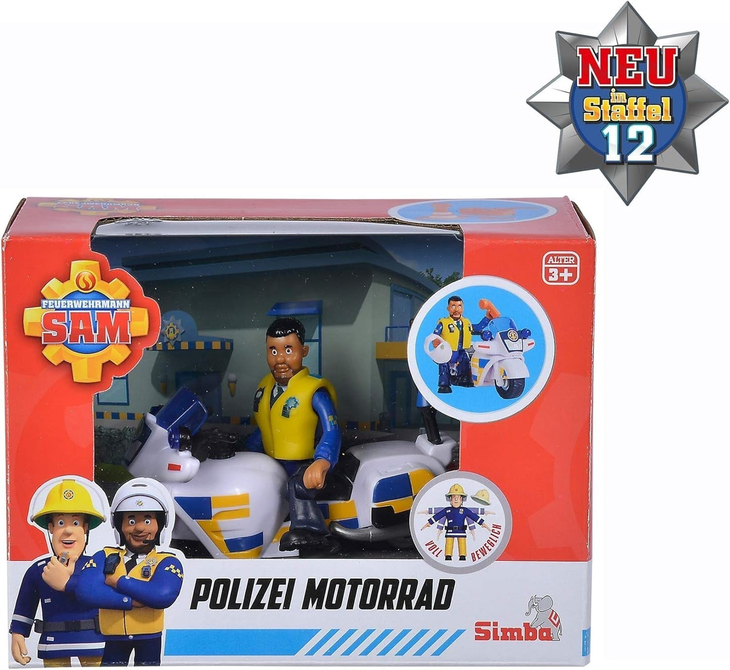 Simba 109251092 - Policejní motocykl Hasič Sam, S figurkou Malcolma, S příslušenstvím, Sezóna 12, Od 3 let Akční figurky Naty Shop
