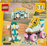 Hračka na kolečkové brusle LEGO Creator 3v1 pro dívky a chlapce s mini skateboardem a Boomboxem, retro dekorace do ložnice, dárek k narozeninám pro 8 let 31148 Stavebnice Besuche den LEGO-Store