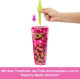 Panenka Barbie Pop Reveal Bubble Tea a příslušenství, módní panenka Scented Berry Bliss s mazlíčkem, 8 překvapení, obsahuje měnič barev, úložný kelímek, HTJ20