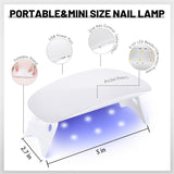 Aokitec Mini LED UV lampa, UV lampa na gelové nehty, přenosný sušák na nehty pro všechny druhy gelových laků na nehty, nástroj pro vytvrzování tvaru myši, kompaktní, lehký s USB kabelem (bílý)