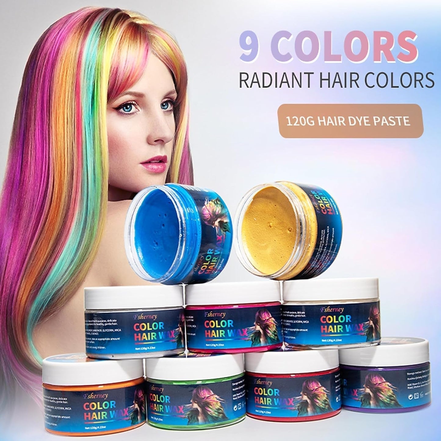 Temporary Green Hair Dye – Vosk pro barvení vlasů, Tón vlasů pro muže Ženy, Přírodní vlasová pomáda, Vosk pro barvení vlasů Crazy Party (4,23 oz, Zelený) Naty Shop Hair Dye