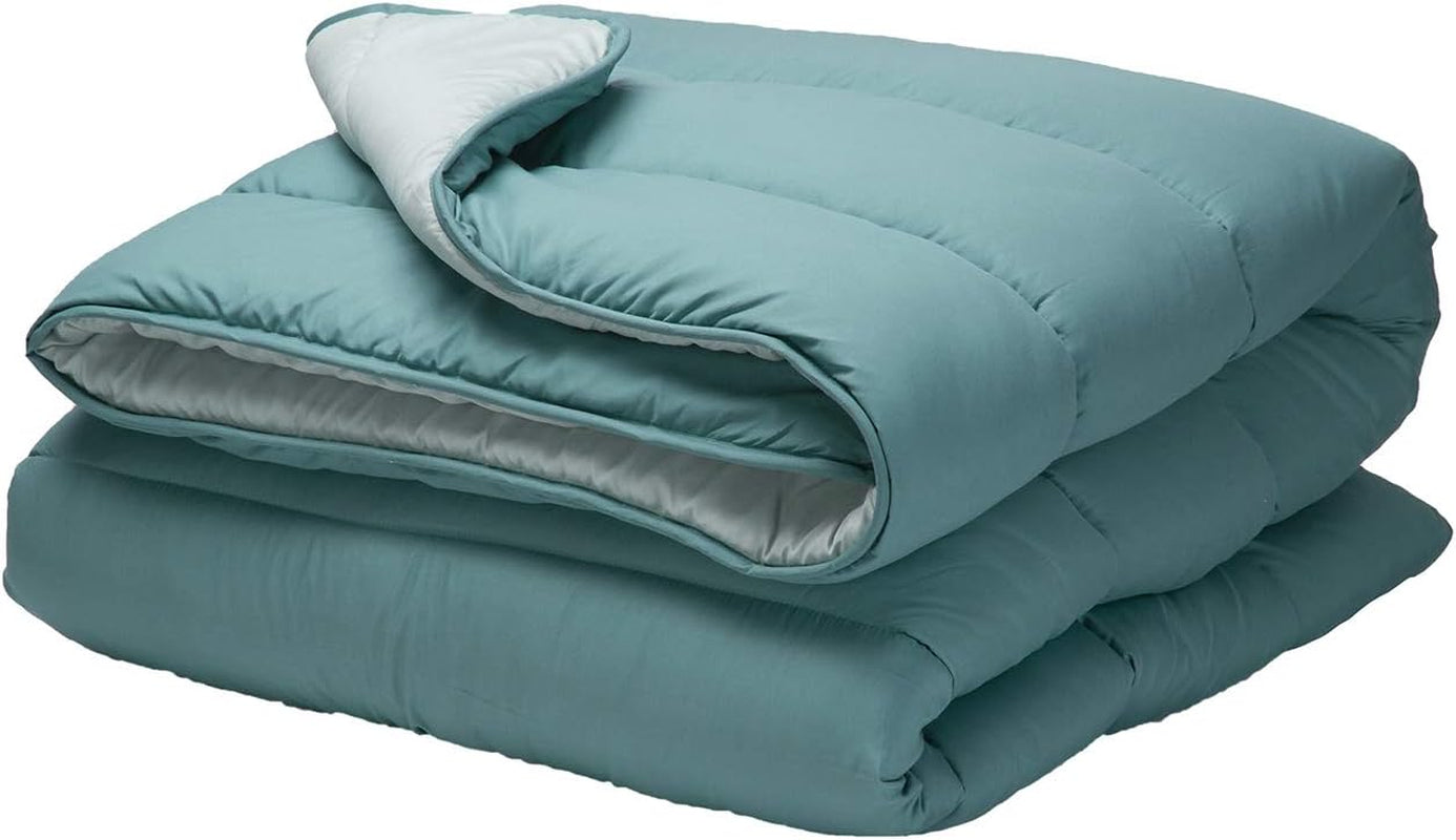 Pikolin Home - Oboustranná peřina 300 G - Dvoubarevná severská výplň - Do postele 90 - pohodlná, teplá, prodyšná, zelená, 150 X 220 cm Peřiny a přikrývky Naty Shop Tmavě zelená Polštář 100/105 - 180 X 260 Cm