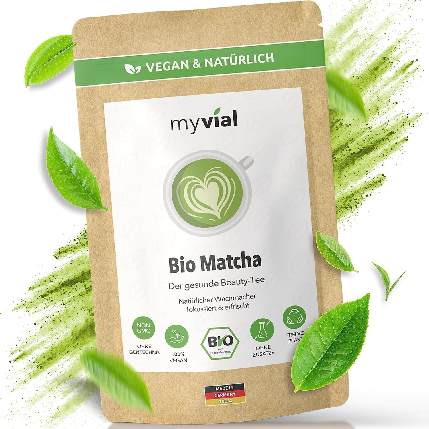 Organický Matcha Tea Prémiový prášek 100 g Zelený čaj nejvyšší kvality z Japonska Kagoshima – ideální pro Smoothie Matcha Latte Japonský zelený čaj Vegan Bez přísad Balení bez plastů