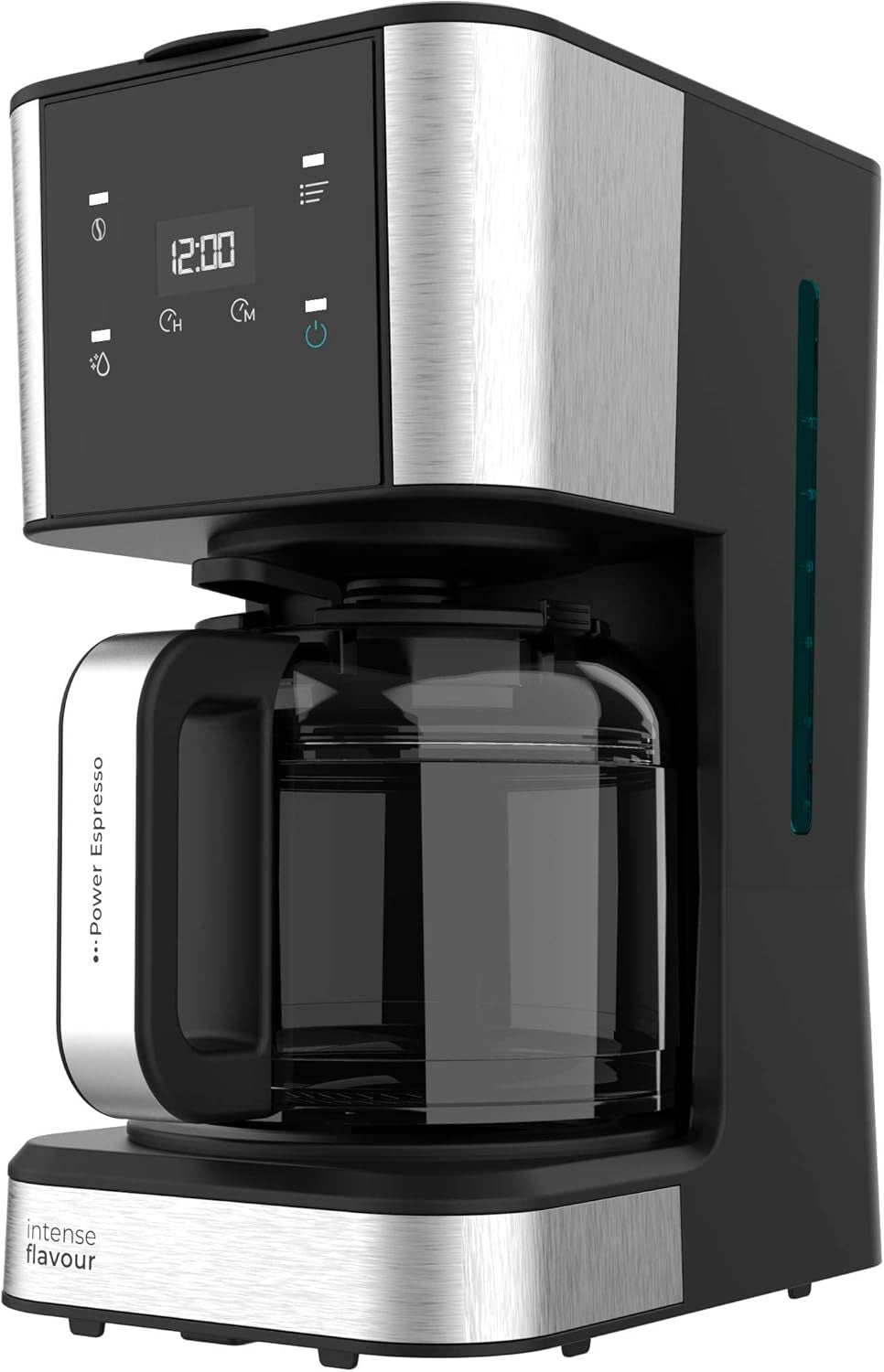 Espresso s filtrem Cecotec Coffee 66 Drop and Touch, výkon 950 W, 1,5 l, 12 šálků, dotykový displej, skleněná karafa, 24hodinový časovač, 6 spínačů, opakovaně použitelný síťový filtr