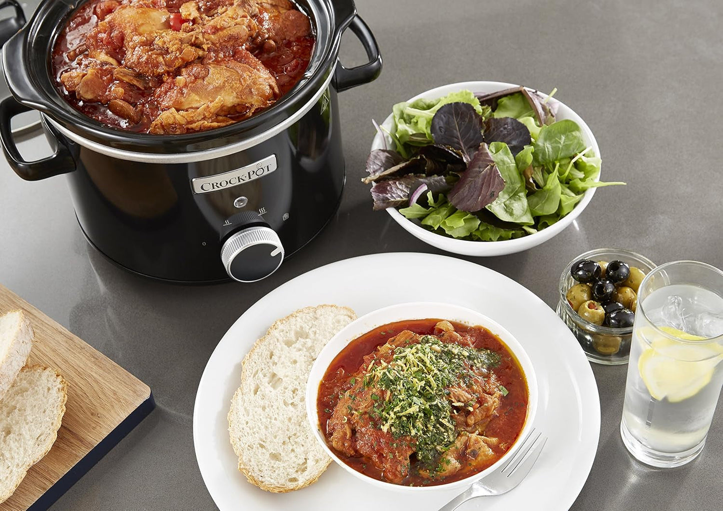 Pomalý hrnec Crockpot, vyjímatelná keramická mísa, snadno se čistí, 2,4 litru (1-2 osoby) Pomalý hrnec Naty Shop