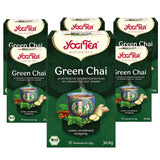 Yogi Tea Green Chai, Bio ajurvédský kořeněný čaj, směs skořice, máty, zeleného čaje, zázvoru, kardamomu a hřebíčku, 6x17 čajových sáčků (celkem 102 čajových sáčků)