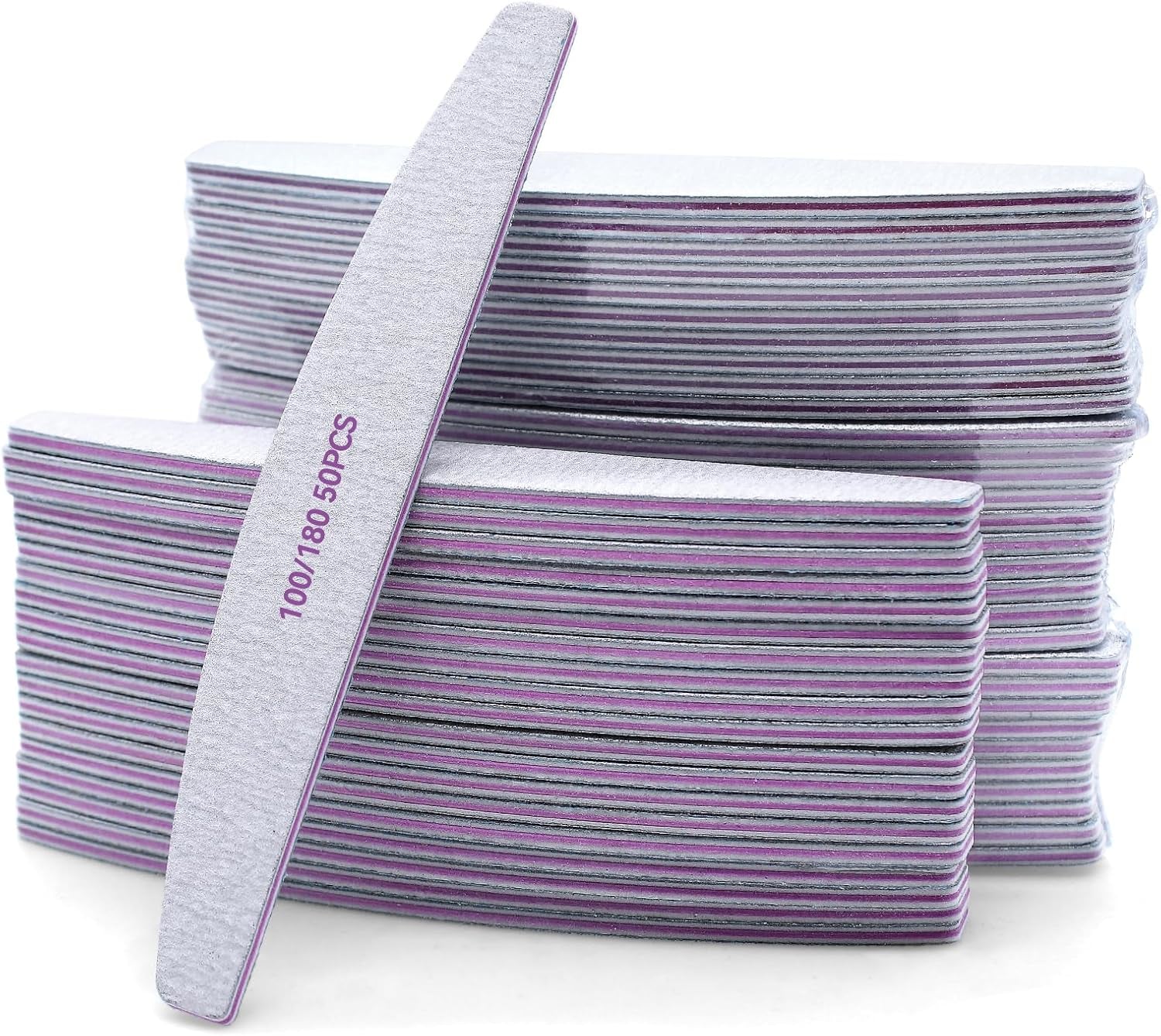 50 Stück Nagelfeile 100/180, Halbmond Nagelfeilen Für Gelnägel, Doppelseitige Nagelfeilen Set, Pilník na nehty, Grit Jednorázový pilník na nehty Für Nagelstudios DIY Nail Art Zuhause, Weiß