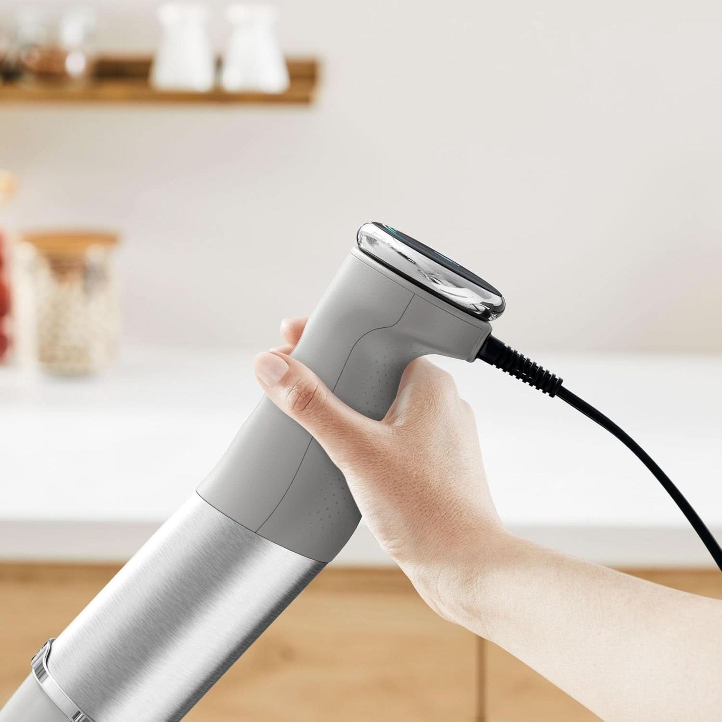 Tefal Quickchef+ 3-v-1 XL Stabmixer/Zerkleinerer/Schneebesen, 1000 W, Intuitivní ovládání větrání, Turbo-Taste, Powelix-Messer-Technologie, Edelstahl, Grau, HB67MB30 Kitchen Naty Shop