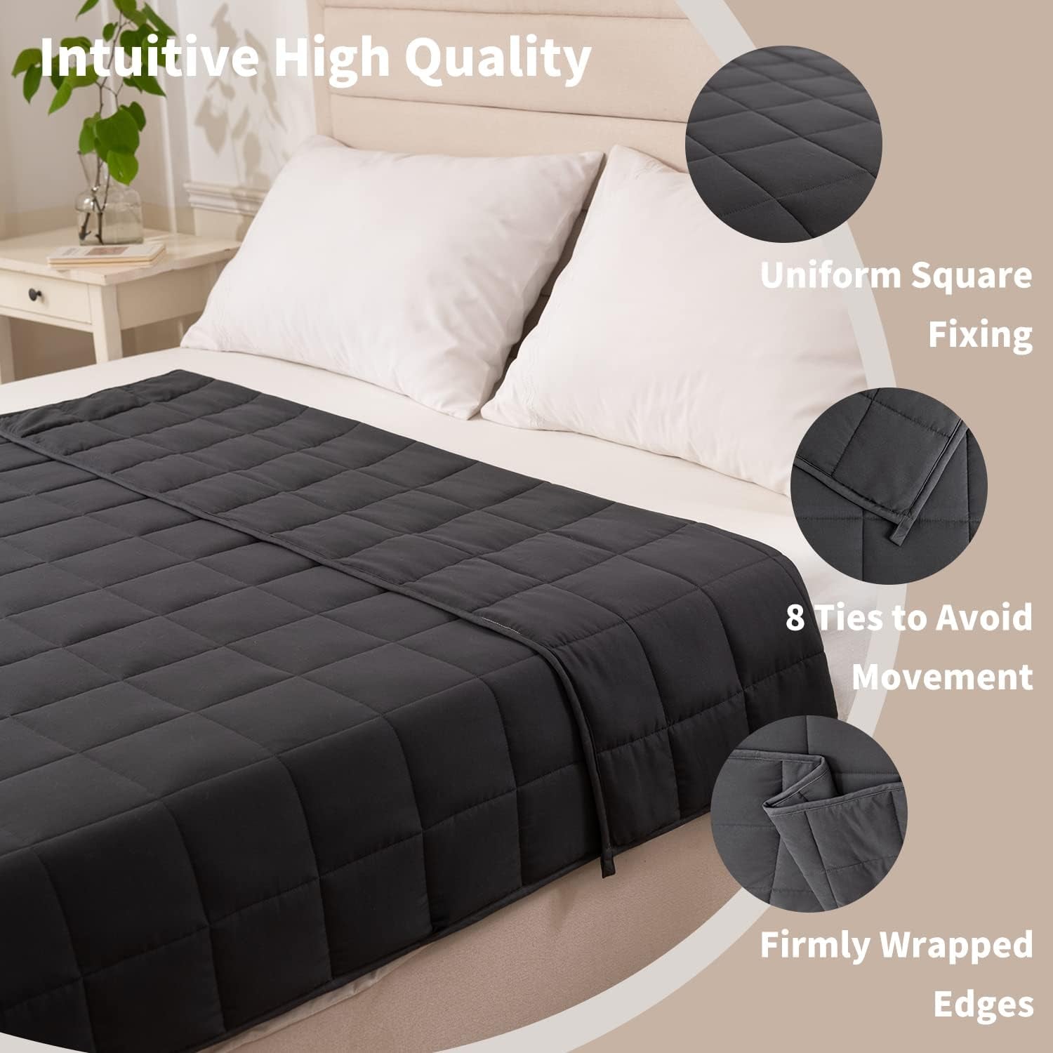 Zátěžová deka 150X200Cm 8kg Relaxační deka pro dospělé pro zlepšení spánku Šedá vážená deka Good Nite Beds and Deky