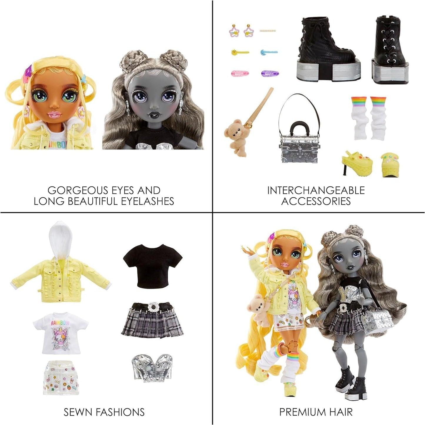 Speciální edice Rainbow High Shadow High - Madison Twins Sunny a Luna - 2 módní panenky ve žlutém a šedém značkovém oblečení, mix a sladění s doplňky - pro sběratele a děti 4-12 let