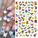 JMEOWIO Nagelsticker Schmetterling 8 Blätter Nagelaufkleber Selbtklebend Blau Schwarz Gold Schmetterling Nail Art Dekoration Nagel Design Zubehör