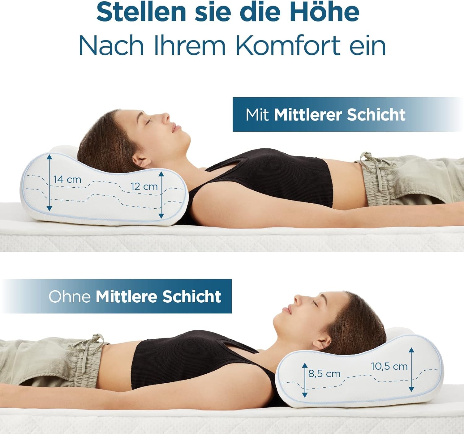 Ortopedický polštář ORTHOVERSE - polštář na podporu krku, polštář na spaní, polštář, polštář z paměťové pěny, polštář, polštář proti bolesti krku - výškově nastavitelný, potah z aloe vera, zdravotní pomůcka Naty Shop Cervical Ortopedic Pillows