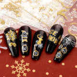 JMEOWIO Nagelsticker Weihnachten 9 Blatt Nail Art Sticker Selbtklebend Nagelaufkleber Schneeflocke Schneemann Festival Weißes Zlatá dekorace Nageldesign Zubehör