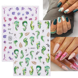 Jmeowio JMEOWIO Nálepka na nehty Marmor Französische Spitze 10 Blatt Nálepka na nehty Selbtklebend Nagelaufkleber Bunt Dekoration Nageldesign Zubehör