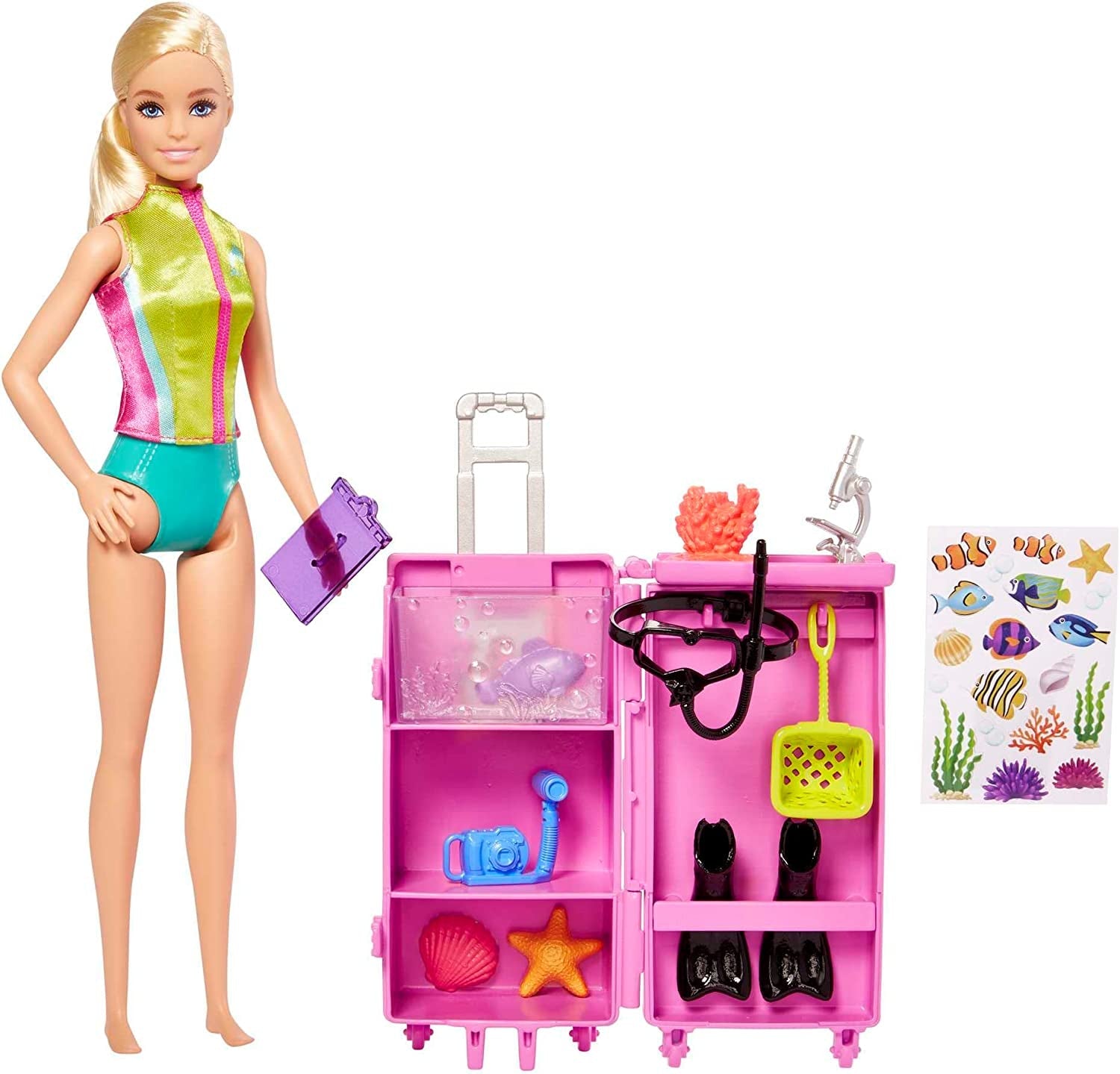 Série Barbie You Can Be Anything, Mořská bioložka, 1x panenka s blond vlasy, plavky, delfín, doplňky, dárek pro děti, hračka od 3 let, HMH26