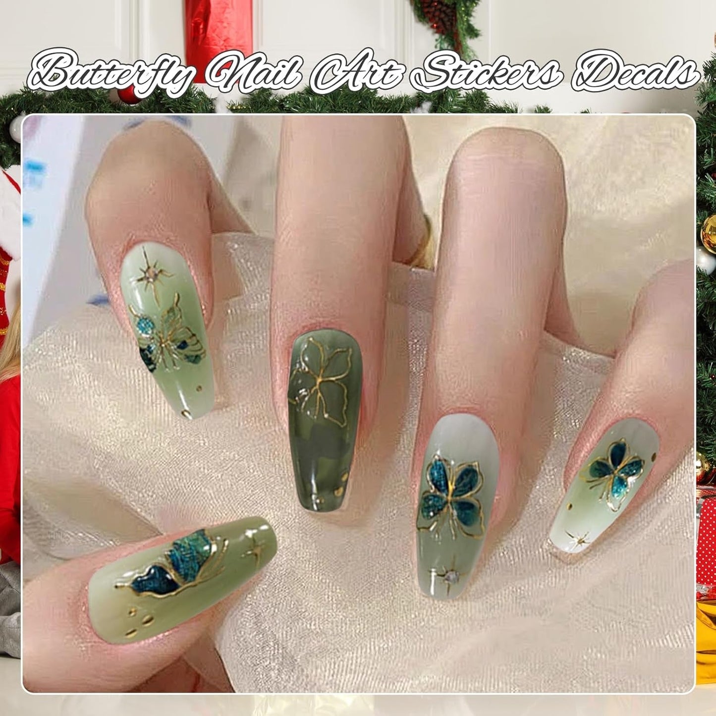 2 Blätter 5D Schmetterling Nálepka na nehty Selbstklebend, Nálepka Nagel Gold Rand, Nagel Designing Zubehör, Nail Art Stickers, Schmetterlinge Deko Nagelaufkleber, Nageltattoos