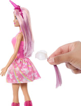 Panenky Barbie Unicorn s barevnými fantazijními vlasy, oblečky s barevným přechodem a fantasy doplňky na téma jednorožec, HRR13 Naty Shop Dolls