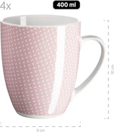 MÄSER Kitchen Time II, Sada nádobí pro 4, Kombinovaná služba se 16 kusy v pastelových barvách s jemným vzorem, Porcelán, Růžová