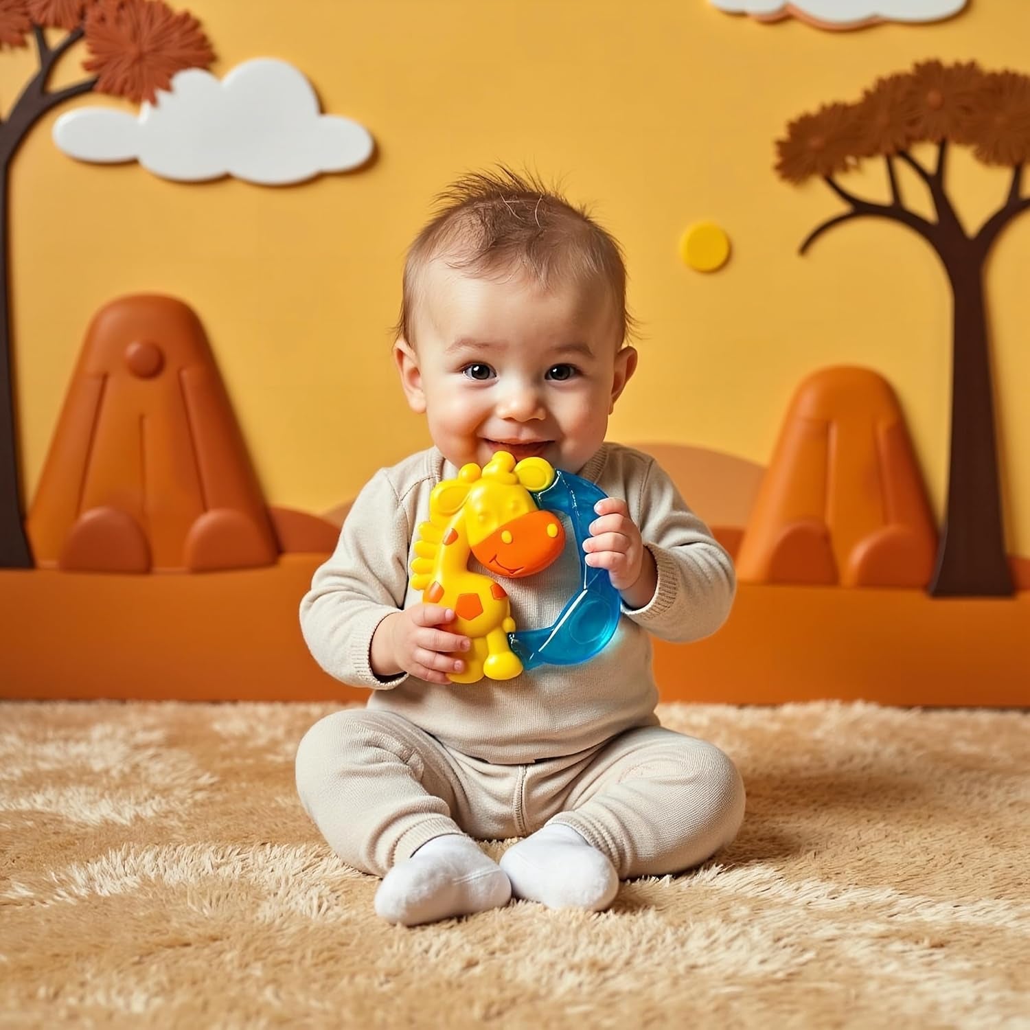 Kousátko Playgro Jerry Giraffe - Dětské kousátko - Silikonové kousátko - Silikonové kousátko - Pomůcka na kousání - Silikon - Dětské kousátko - Barevné