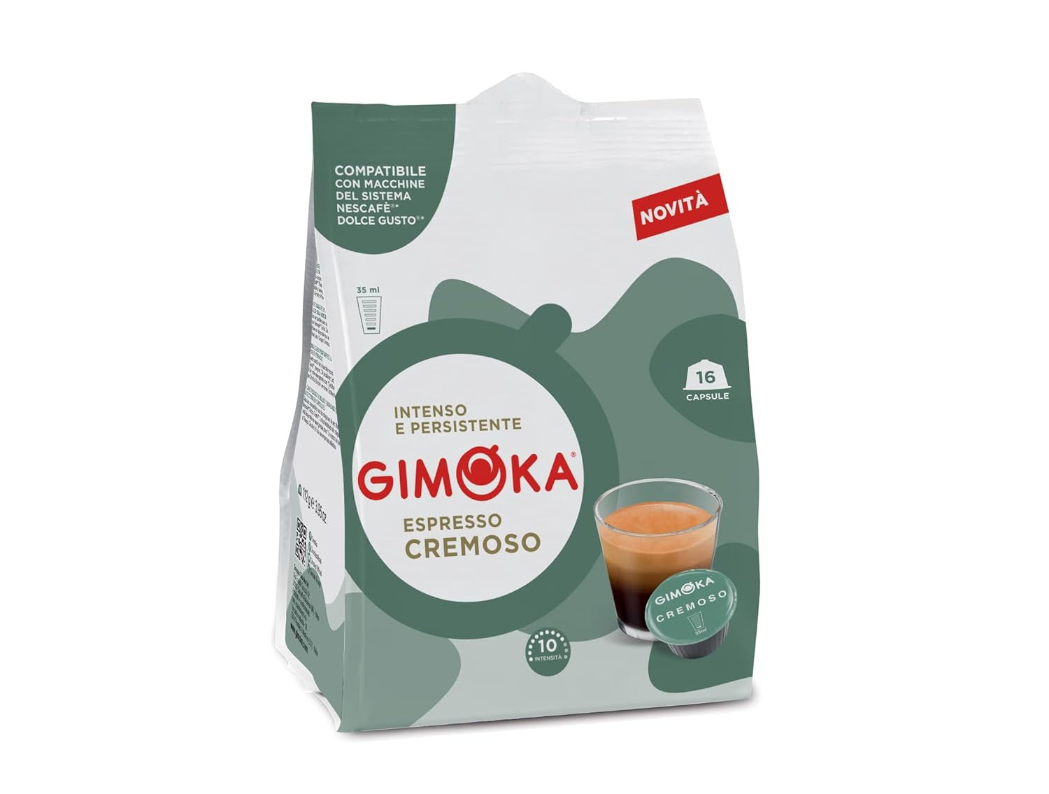 Gimoka - Kompatibilní pro Nescafè - Dolce Gusto - 64 Kapsel - Smetanová chuť - Intensität 10 - Made In Italy - 4 Packungen Zu 16 Kapseln