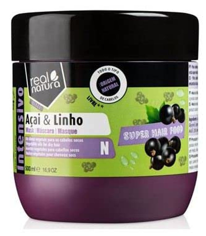 - Super Hair Food Mask Açaí and Linseed 500 ml - Unisex - Intenzivní péče pro silné a zdravé vlasy Naty Shop Hair Mask Výchozí název