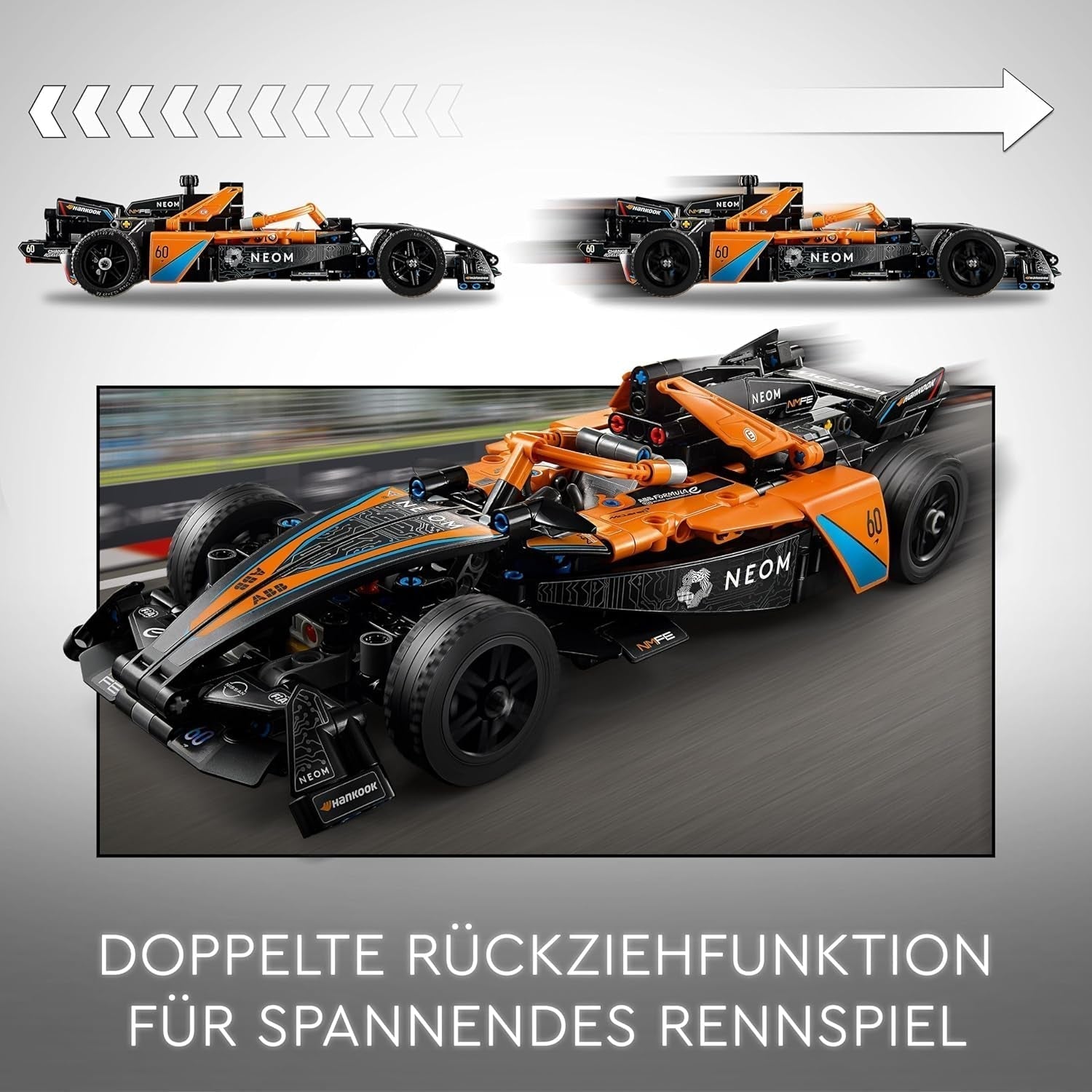 LEGO Technic NEOM Závodní auto Mclaren Formula E, hračka závodního auta pro kluky a dívky od 9 let, sada modelu auta, dekorace do dětského pokoje, nápad na dárek k narozeninám 42169 Stavebnice Beuche den LEGO-Store