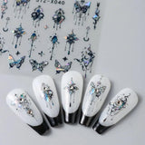 3D kovová samolepka na nehty Schwarz Schmetterling - Laser Pink Aurora Nagelaufkleber - Punk Butterfly Nail Art Stickers - Stříbrná samolepka na nehty - Nageldesign Zubehör