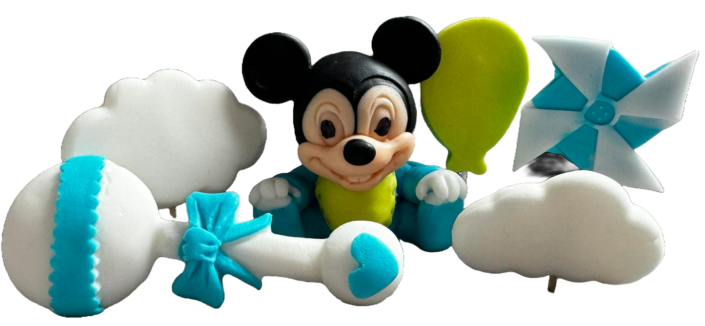 Sada 6 jedlých cukrových dekorací, ozdoby z cukrové pasty Mickey Mouse Naty Shop
