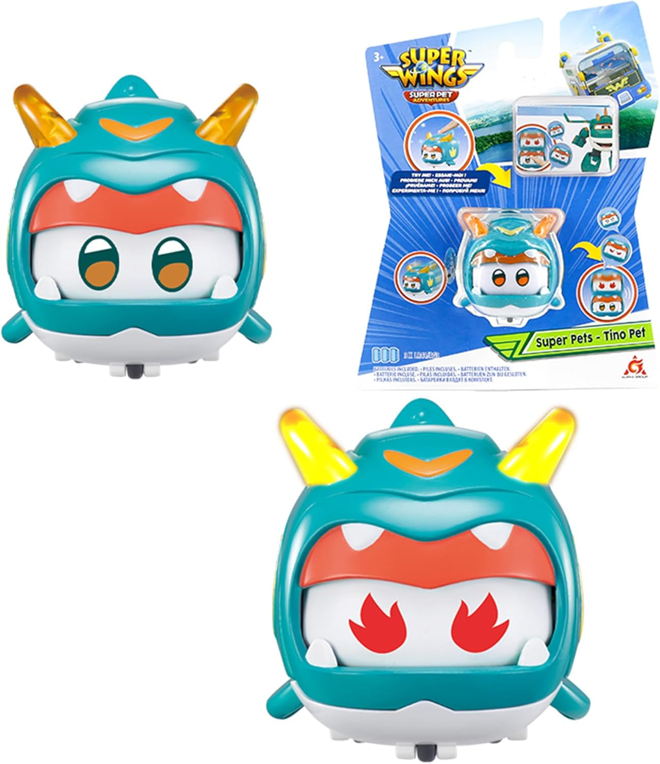 Super Wings Super Pets 4 KS Shine, Golden Boy, Jerome, Ellie Přepínatelná Přenosná hračka pro výraz obličeje Bleskový efekt pro 3 4 5 6 7 8letého chlapce Dívka 2palcové akční figurky Naty Shop Tino