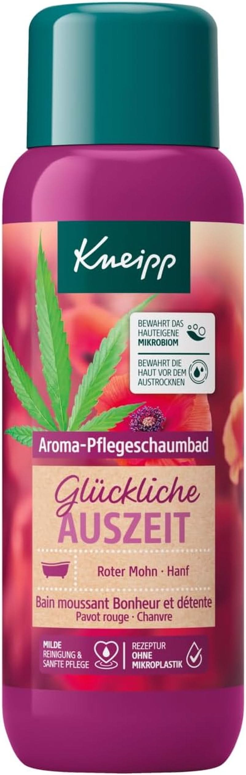 Kneipp Aroma, pěna do koupele Happy Time Out - s přírodními oleji z červeného máku a konopí, 400 ml Naty Shop 400 ml Single
