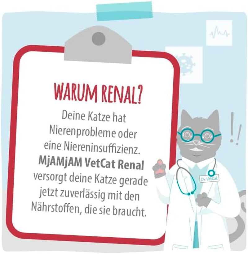 MjAMjAM VetCat - Prémiové vlhké krmivo pro kočky - Dieta - Ledviny - Kuře, 6 balení (6 x 200 g), bez obilovin