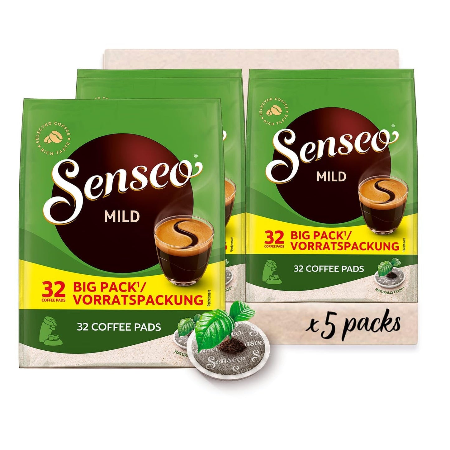 Senseo Pads Mild, Vorratspackung, 5 x 32 Getränke, 160 kaffeepadů