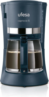Ufesa CG7114 Capriccio kávovar filtrační, 6 šálků, 600W, karafa 0,6L, systém proti odkapávání, automatické vypínání, modrá