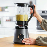 Bosch Standmixer Vitapower Serie 4 MMB6172SN, Verbesserte Version, 10 Jahre Motorgarantie, Edelstahl-Klingen, 1,5L Glasbehälter, Spülmaschinenfeste Teile, 30 000 U/Min, 1200 W, Silver Kitchen Naty Shop