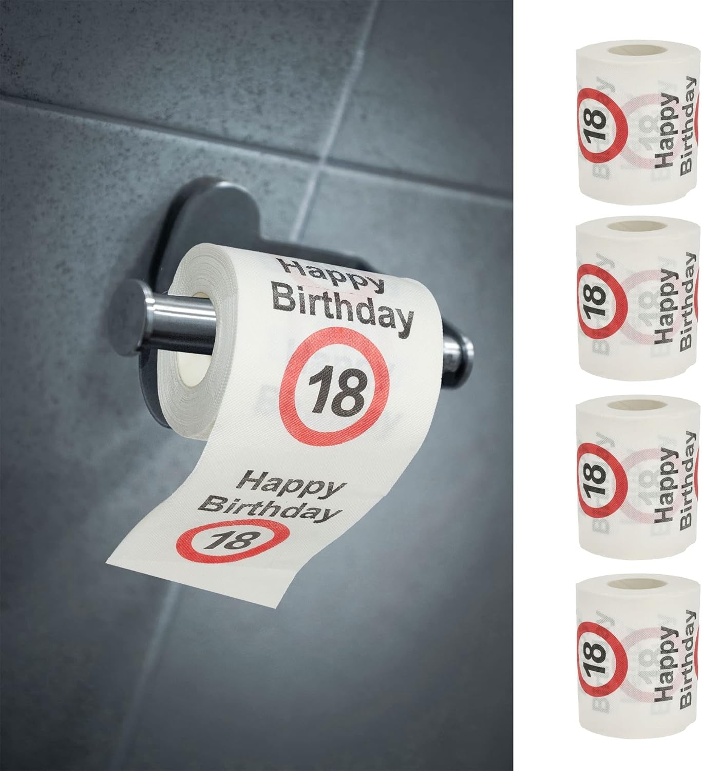 Sada 4ks toaletních papírů "Happy 40th birthday" │40th birthday 24 metrů 2-látky 180Gr/Qm │ Toaletní papír motiv toaletní papír (4 X toaletní papír 40)