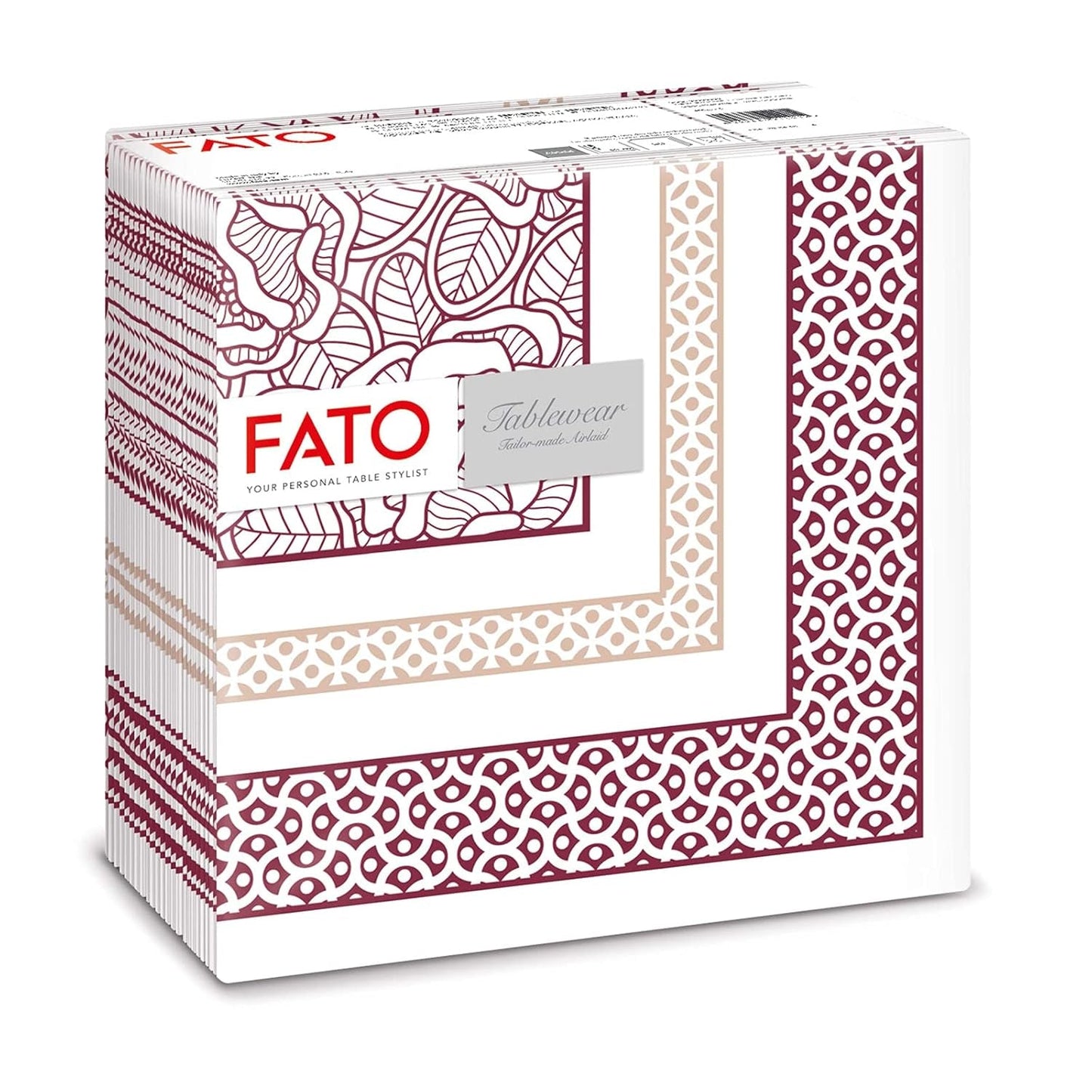 Fato - Suché papírové ubrousky, vzduchem kladené, textilní efekt, balení 50 ks ubrousků, 40X40 složené na 4 formáty, dekor Tropicana