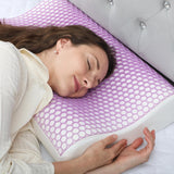 HOMCOM Polštář z paměťové pěny Polštář na krk s odnímatelným potahem 2 Výška Ergonomický 2S citlivý polštář na krk pro různé polohy spaní 60x40 cm Krémově bílá