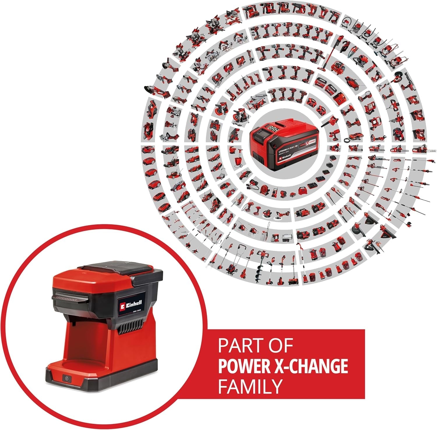 Akumulátorový espresso kávovar Einhell TE-CF 18 Li-Solo Power X-Change (18 V, nádržka na vodu 240 ml, na filtrovanou kávu a kávové kapsle, madlo na přenášení, včetně šálku na kávu s víčkem, bez baterie)