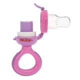 Nuby Silikonové krmítko Fruit Feeder Nibbler - Krmítko na ovoce pro miminka 6 měsíců a batolata - Kroužek na kousání na ovoce, zeleninu a pyré - Bez BPA - Růžový - 6+ měsíců
