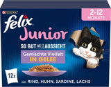 Felix Tak dobře, jak to vypadá Junior Mokré krmivo v želé pro koťata, různé směsi, balení 6 ks (6 x 12 sáčků po 85 g)