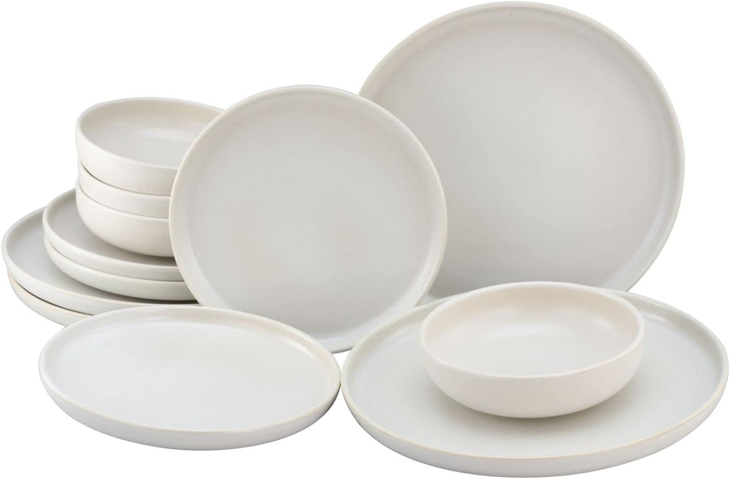 CreaTable, 33065, žluto-bílá 12dílná sada nádobí řady Uno, sada porcelánových talířů, vhodné do myčky a mikrovlnné trouby, vyrobeno v Portugalsku