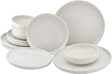 CreaTable, 33065, žluto-bílá 12dílná sada nádobí řady Uno, sada porcelánových talířů, vhodné do myčky a mikrovlnné trouby, vyrobeno v Portugalsku